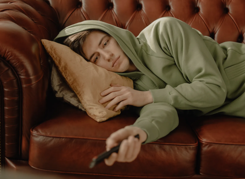 man laying on the couch